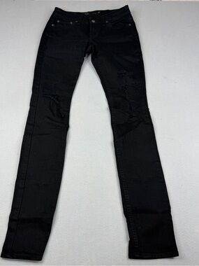 JET John Eshaya Black Distressed Skinny Jeans Womens 4 Low Rise Y2K Goth